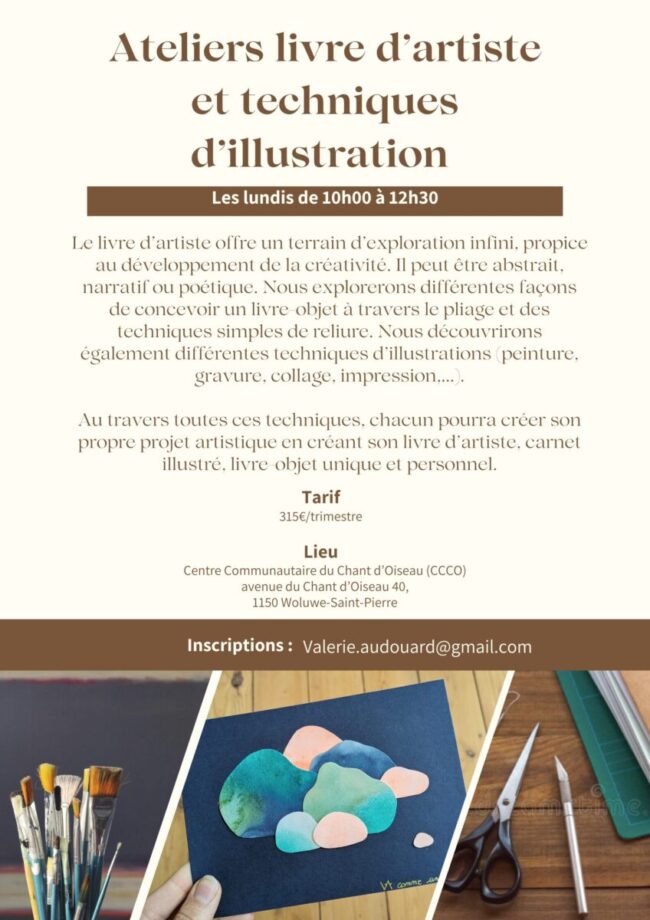 Affiche atelier livre d’artiste adultes