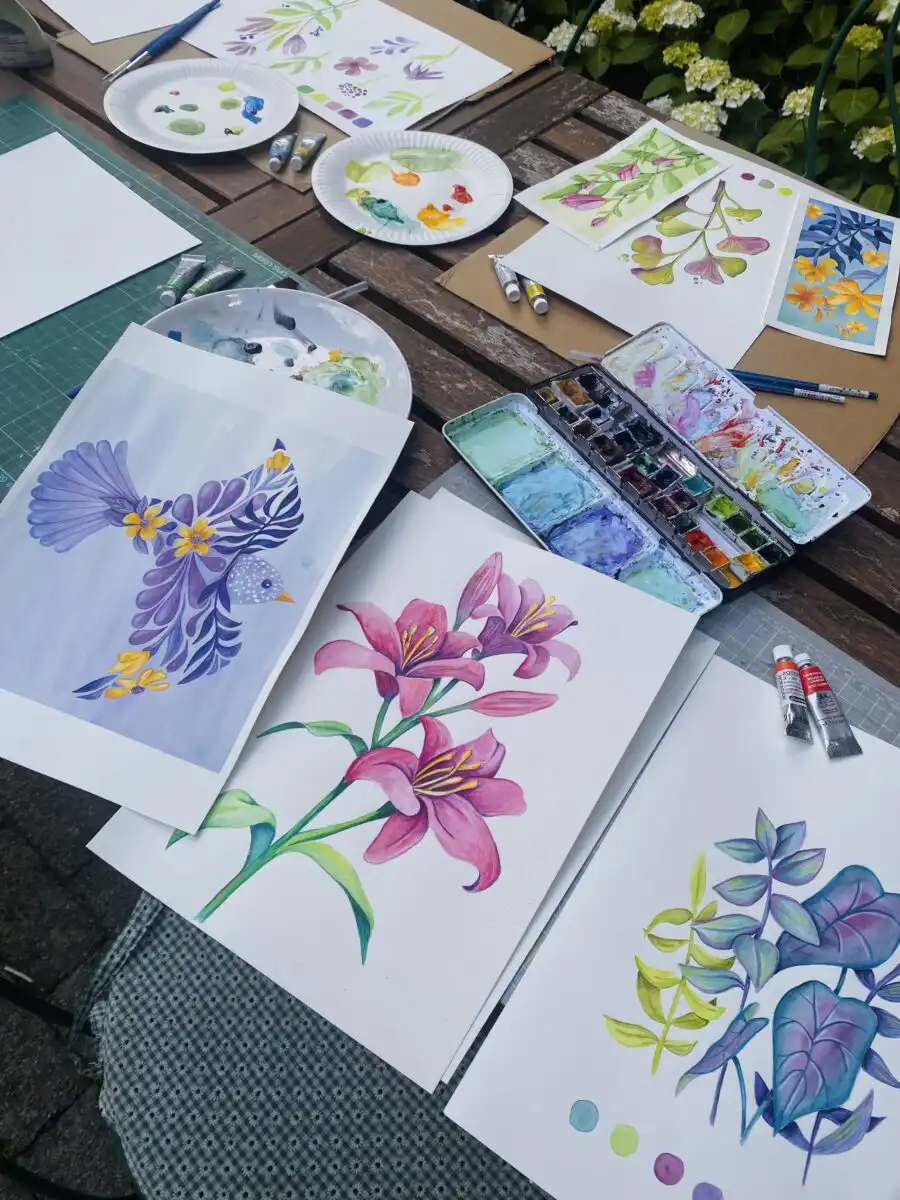 Aquarelle florale et végétale