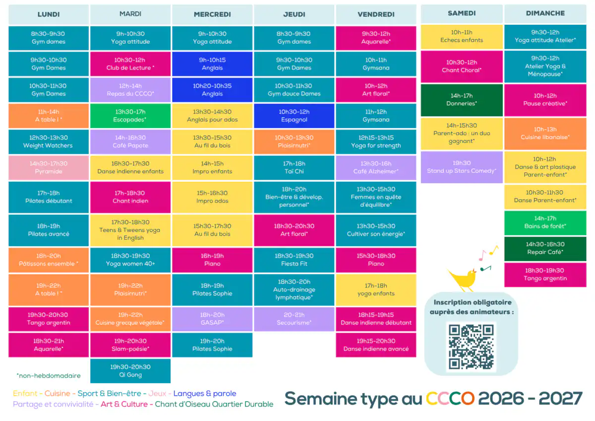 Semaine type au CCCO 2026 - 2027 Semaine type au CCCO 2026 - 2027